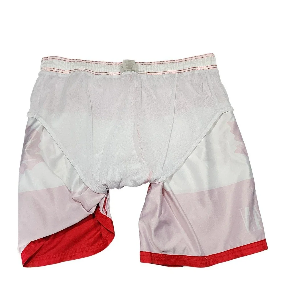 Molson Canadian Board Shorts L Mens Red White Maple Leaf Promo Swim Trunks Beach